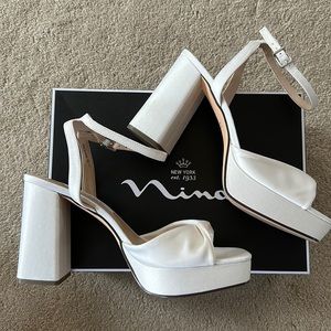 Nina Shoes - Ivory Satin, 3 inch heel